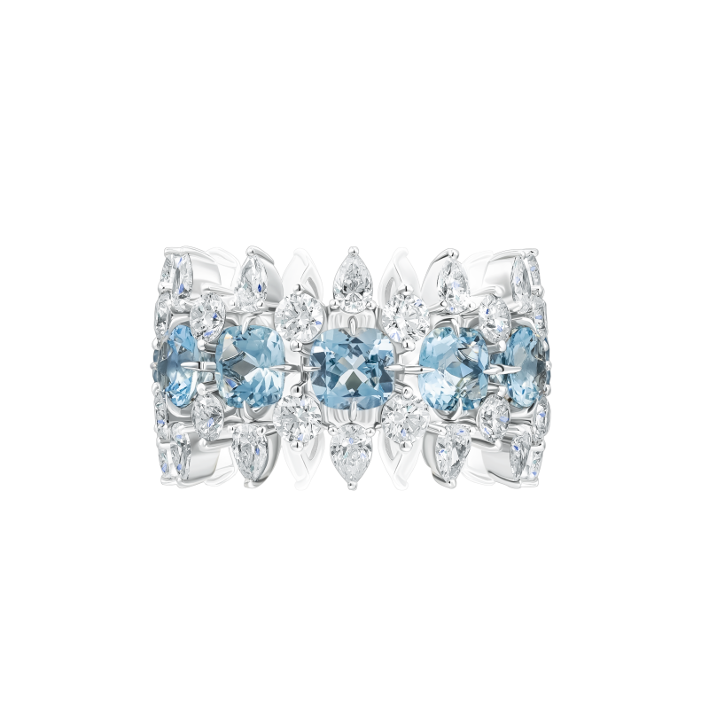 Кольцо с аквамаринами и бриллиантами