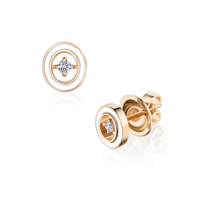 Серьги-пусеты с бриллиантами и эмалью