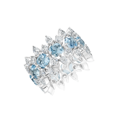 Кольцо с аквамаринами и бриллиантами