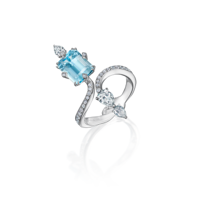 Кольцо с аквамарином и бриллиантами
