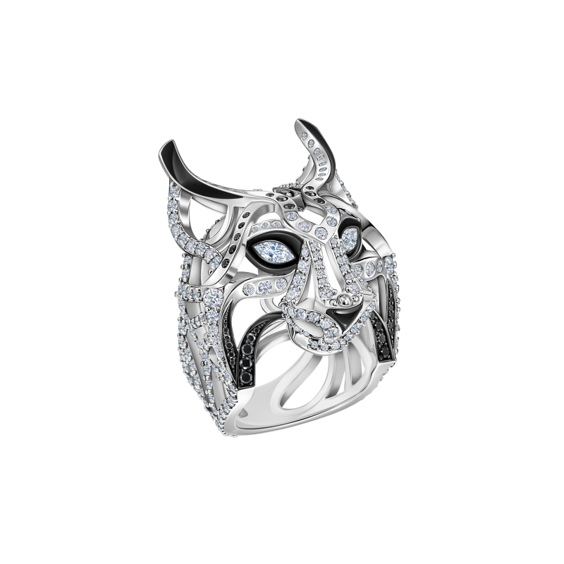 Кольцо с бриллиантами, агатом и эмалью