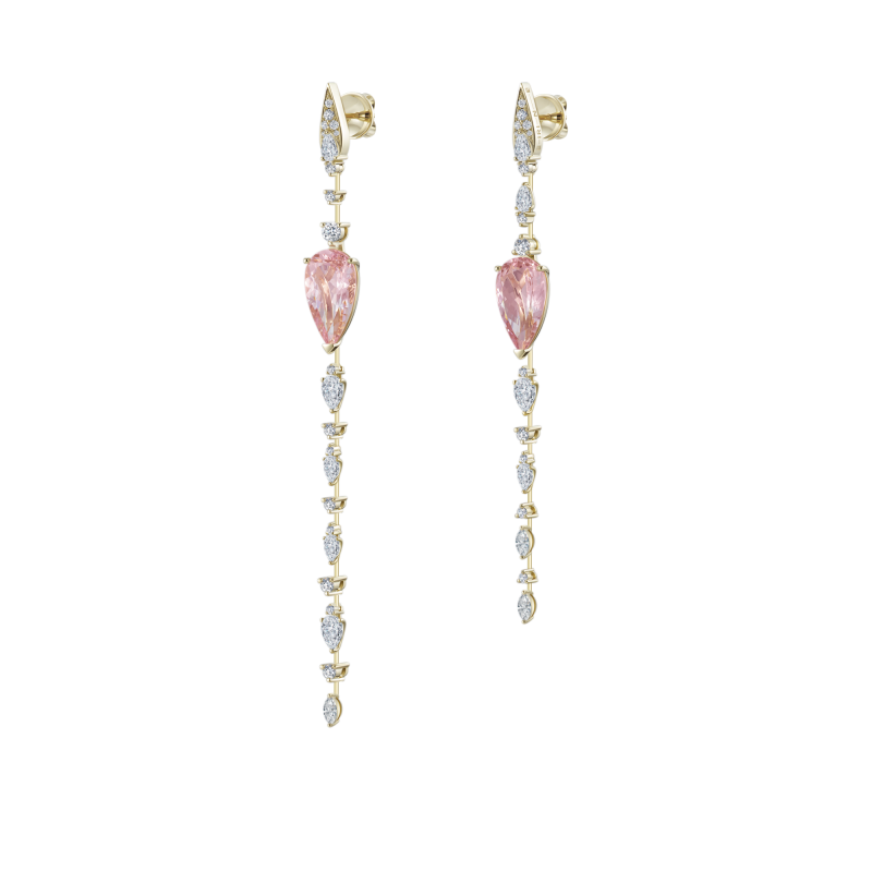 Серьги-пусеты с морганитами и бриллиантами