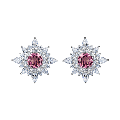 Серьги-пусеты с турмалинами и бриллиантами