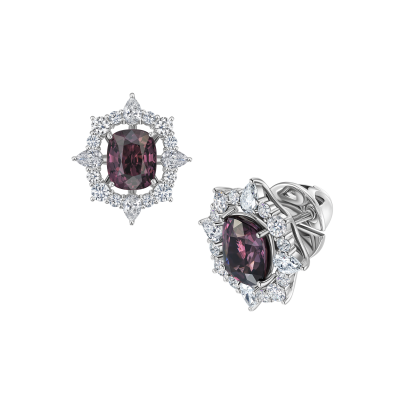 Серьги-пусеты со шпинелями и бриллиантами