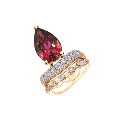 Кольцо с родолитом и бриллиантами