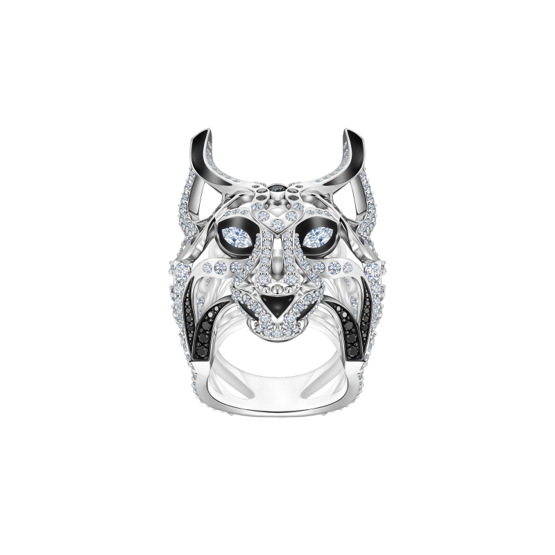 Кольцо с бриллиантами, агатом и эмалью