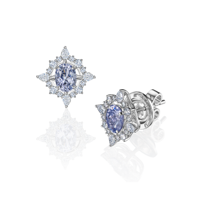 Серьги-пусеты со шпинелями и бриллиантами