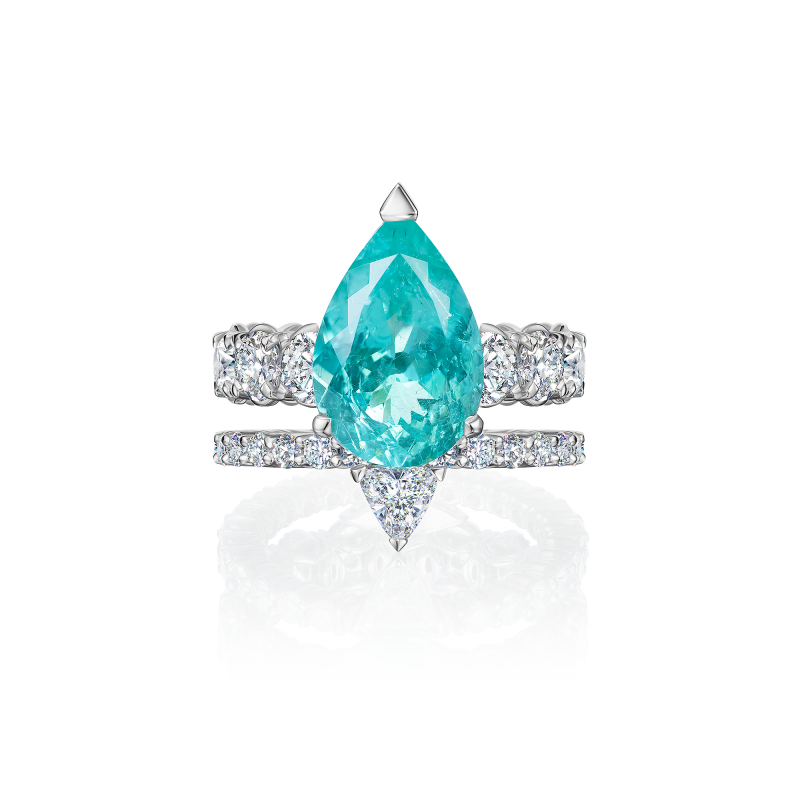 Кольцо с турмалином параиба и бриллиантами